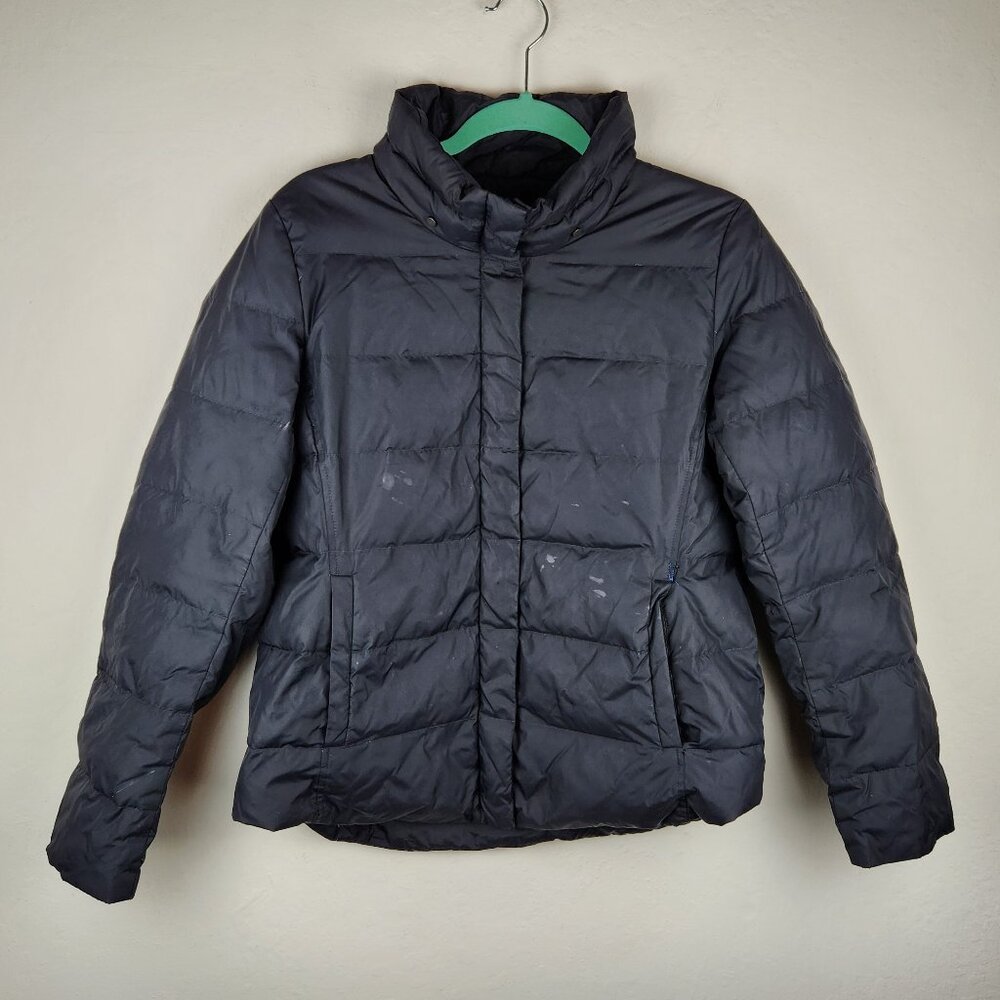*FLAWED* Eileen Fisher Black Feather Down Puffer Coat Jacket sz S